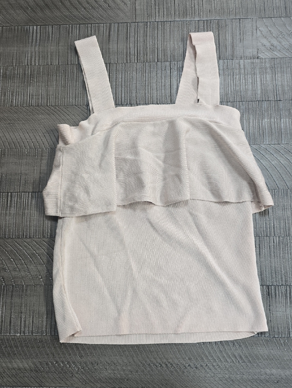 Express Light Beige Ruffle Knit Camisole